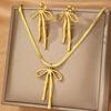 Spanish Style Silk Bow Necklace with Pendant & Snake Chain - Valentine's Day Gift