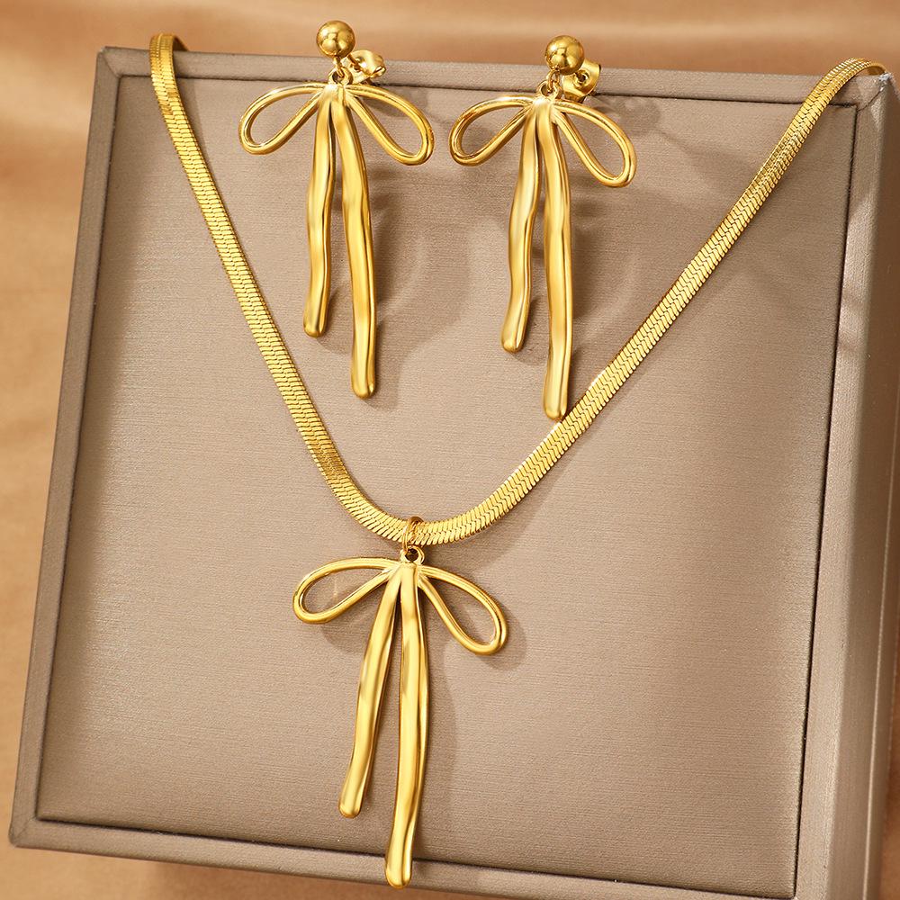 Spanish Style Silk Bow Necklace with Pendant & Snake Chain - Valentine's Day Gift