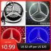 Bilklistermärke För Benz Bil Framgrill Stjärnemblem LED-upplyst Logotyp Vit Blå Röd Ljus för Mercedes Benz W205 C E R ML GL