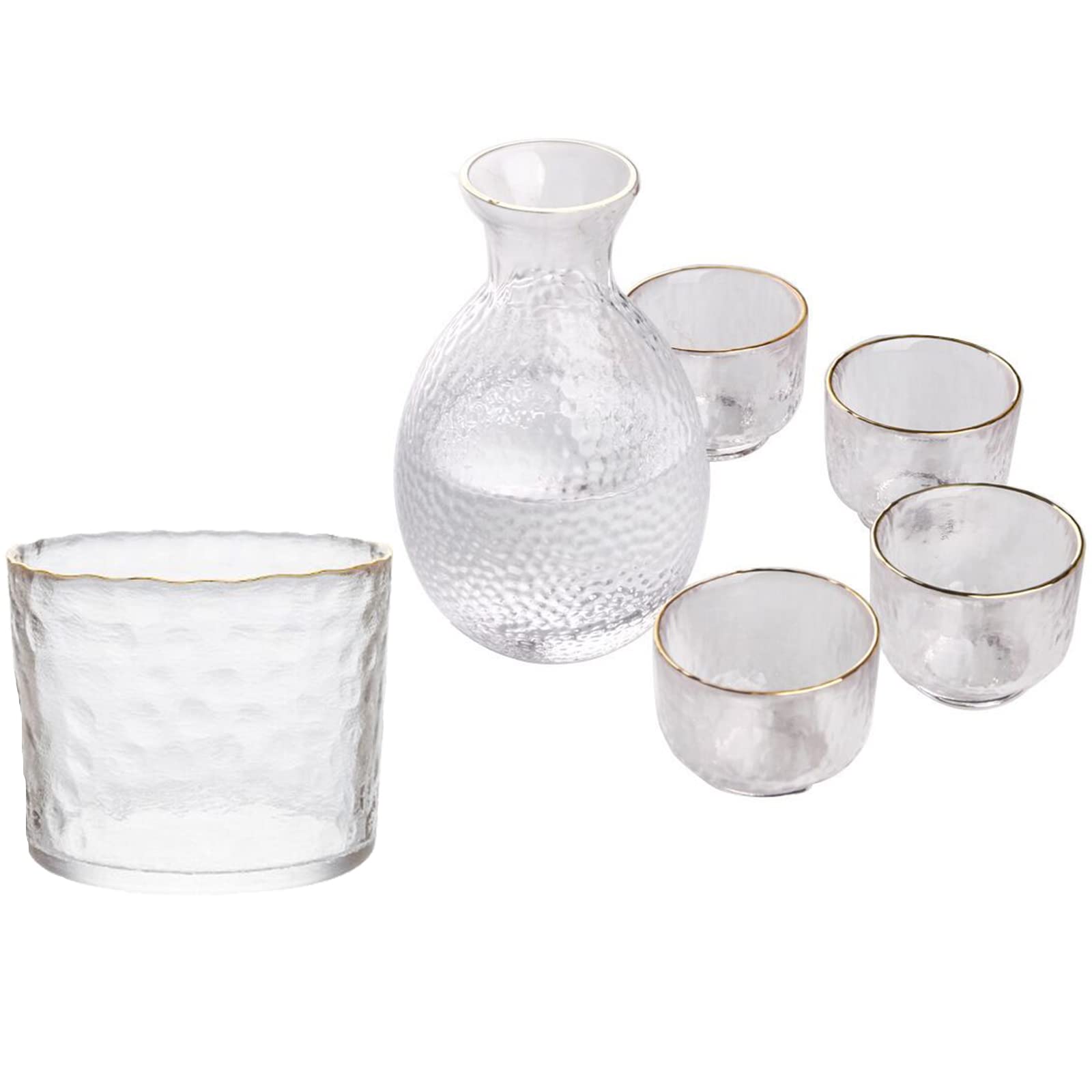 

Lazysong Day Glass Sake Bottle Japanese Sake for Cold Sake and Sake Certified by the Japanese Food Inspection Standard Father s Gift Set, Set,