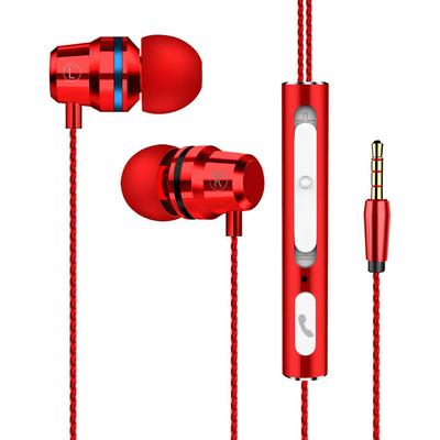 Samci Wired Earphones 3.5mm Remote Mic Deep Bass Compact Sound-Isolating Red