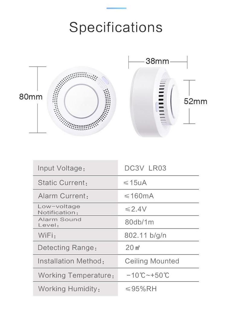 Graffiti Zigbee Smart Rauchmelder mit Tuya App Benachrichtigungen