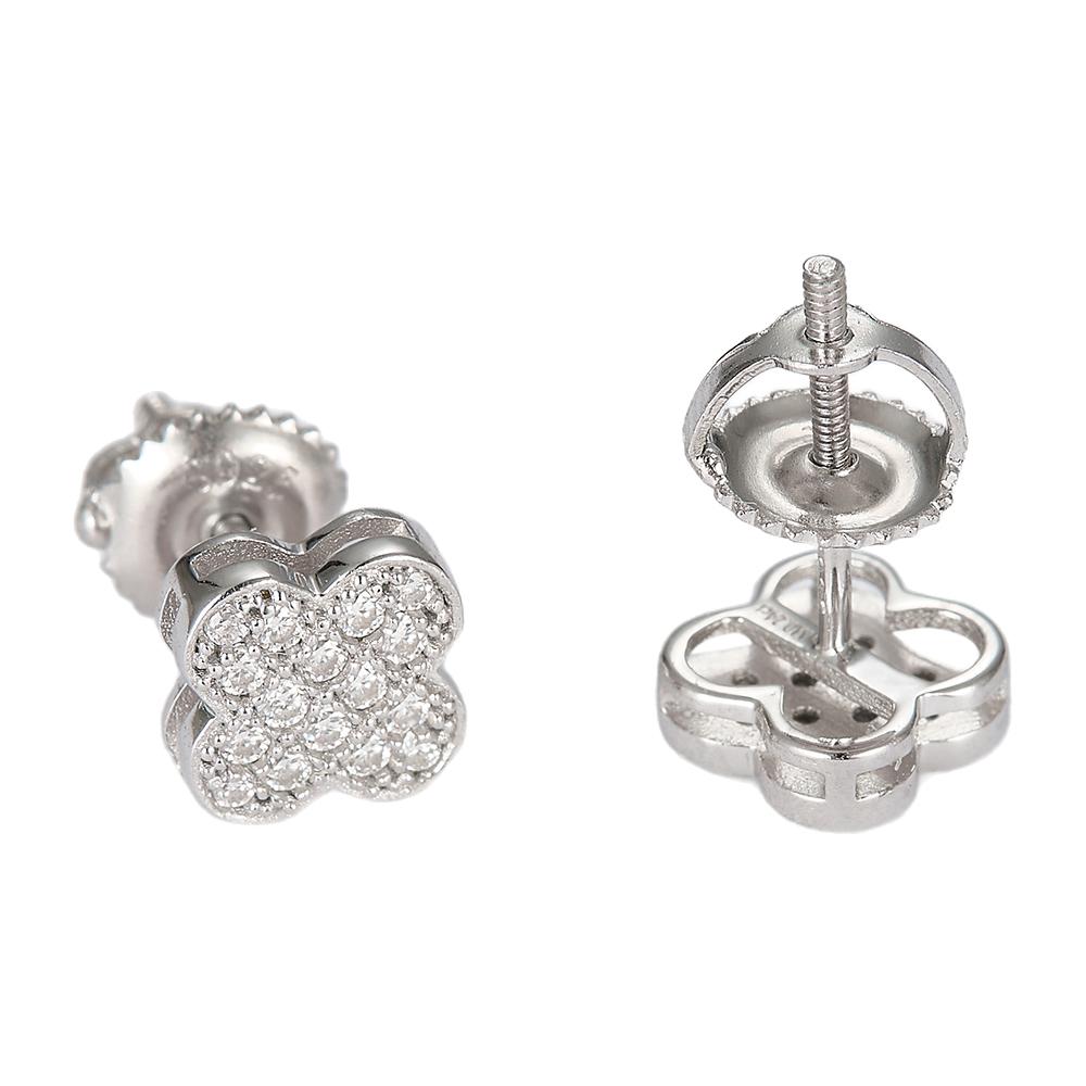 Moissanit Vierblättriges Kleeblatt 925 Sterlingsilber Schraubverschluss Ohrstecker