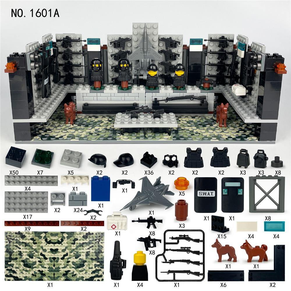 Piese de construcție MOC Arme Militare Raft pentru Arme Model Set Accesorii Echipament Forțe SWAT Jucării Cărămizi pentru Copii