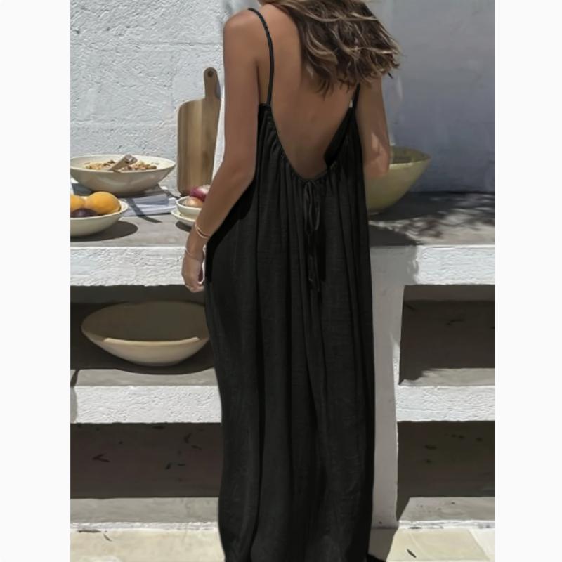 Camisole-Kleid für Damen, rückenfrei, lockerer langer Rock, Urlaubs-Zuhause-Stil