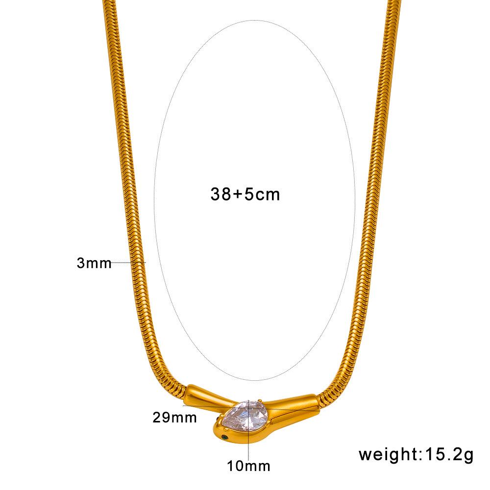 Meishiduo Simple Hip-Hop Snake Head Diamond Stainless Steel Necklace