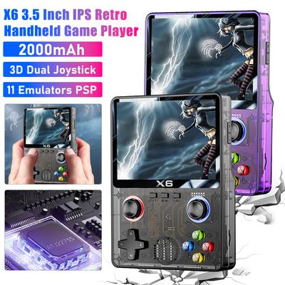 X6 Handheld Game Player 3.5 Inch IPS Screen Retro Video Game Console 2000mAh 3D Dual Joystick 11 Emulators PSP Gaming Device