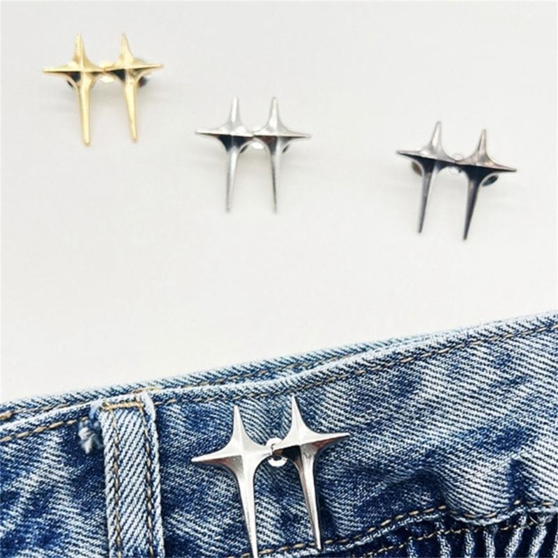 Detachable Fashion Shaped Jean Button Clasps Waist Extender Pin Jean Button, No Sewing Required, Fit Instant Jean Button