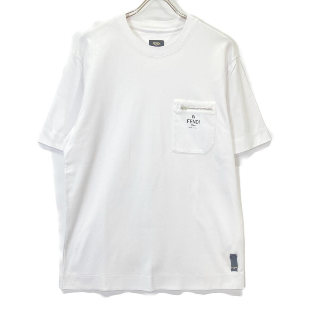 Fendi FY0936 ARYR White 24 Year Zip Pocket T-Shirt Tops S whiteUsed