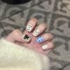 Daily Short Wearable Nail Pieces Cute Hand-painted Bow Hello Puppy Three-dimensional Relief Manicure Finished Product Can Be Detached