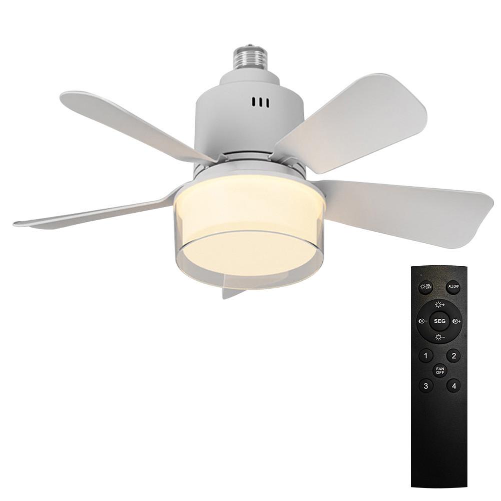 Three Wind Speed Electric Ceiling Fan Light E27 Socket Fan Lamp Living Room Bedroom Dimmable RGB Lighting Ceiling Fan