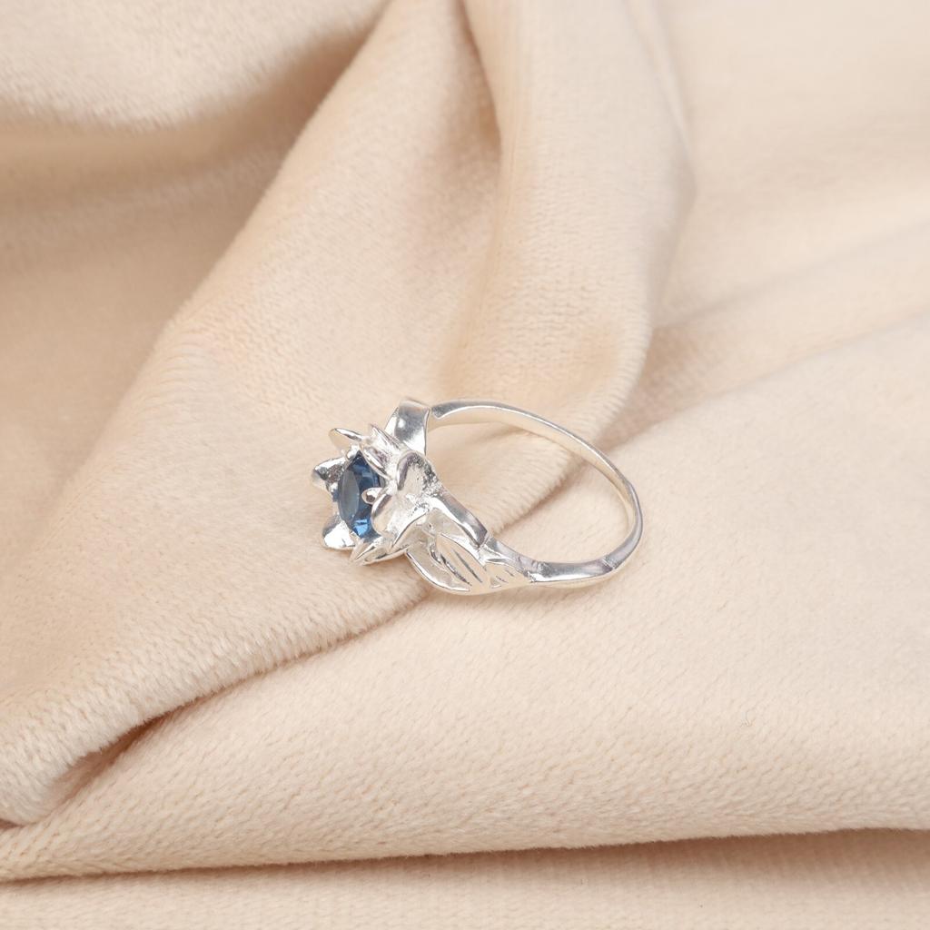Natural London Blue Topaz Gemstone 925 Sterling Silver Jewelry Women's Ring Gift CZR-2-2