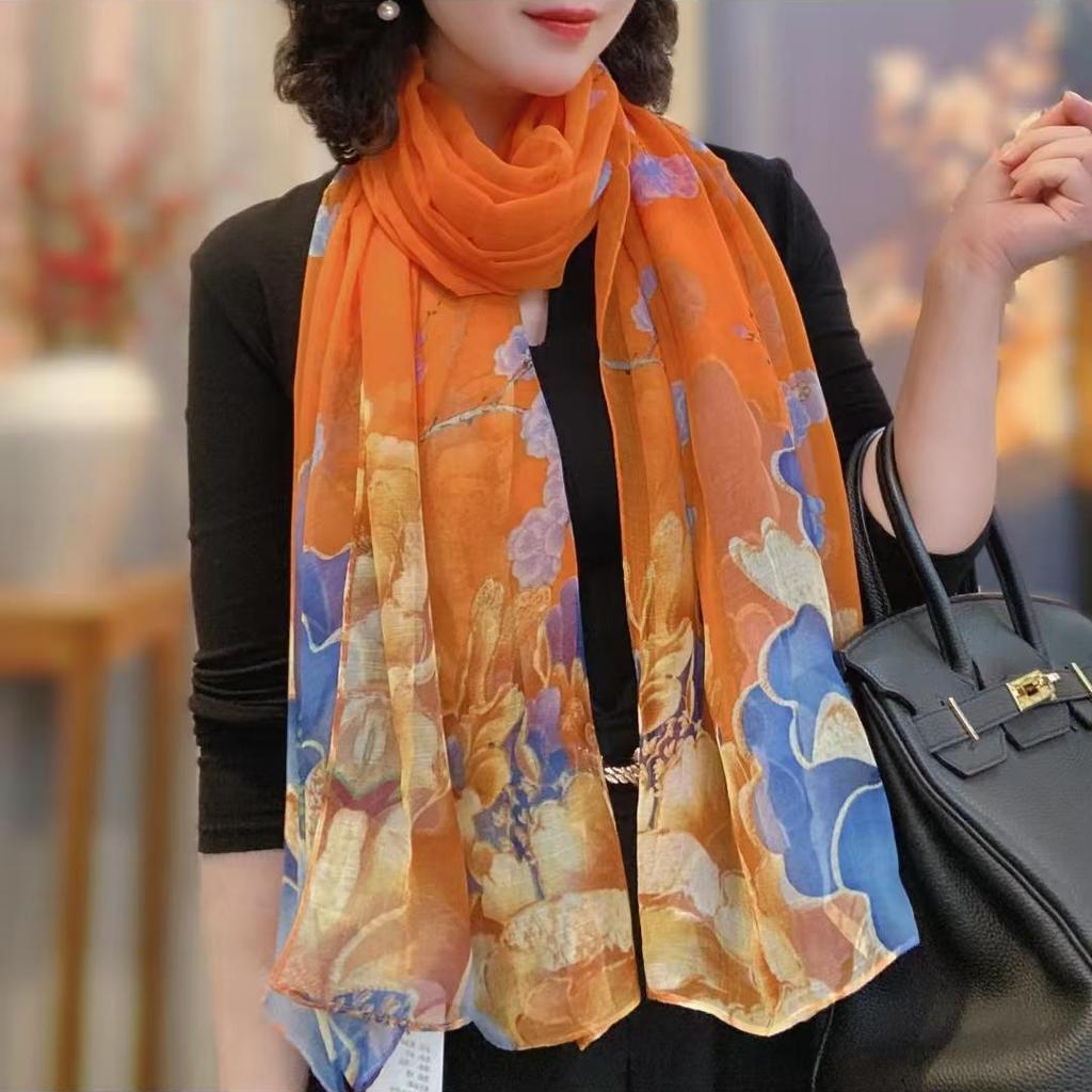 New Spring and Summer Soft Yarn Scarf Large-size Printed Beach Towel High-end Sun Protection Scarf Shawl