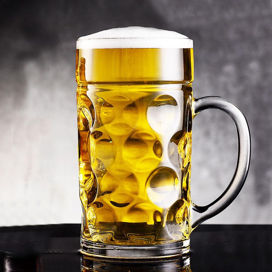 1000ml Transparenter Bleifreier Glas Bierkrug Craft Beer Krug Große Kapazität Glasbecher Heldenbecher 1 Liter Bierkrug