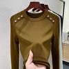 Mid-collar Bottoming Shirt For Women In Autumn And Winter, New Style White Long-sleeved T-shirt, Stylish Small Shirt