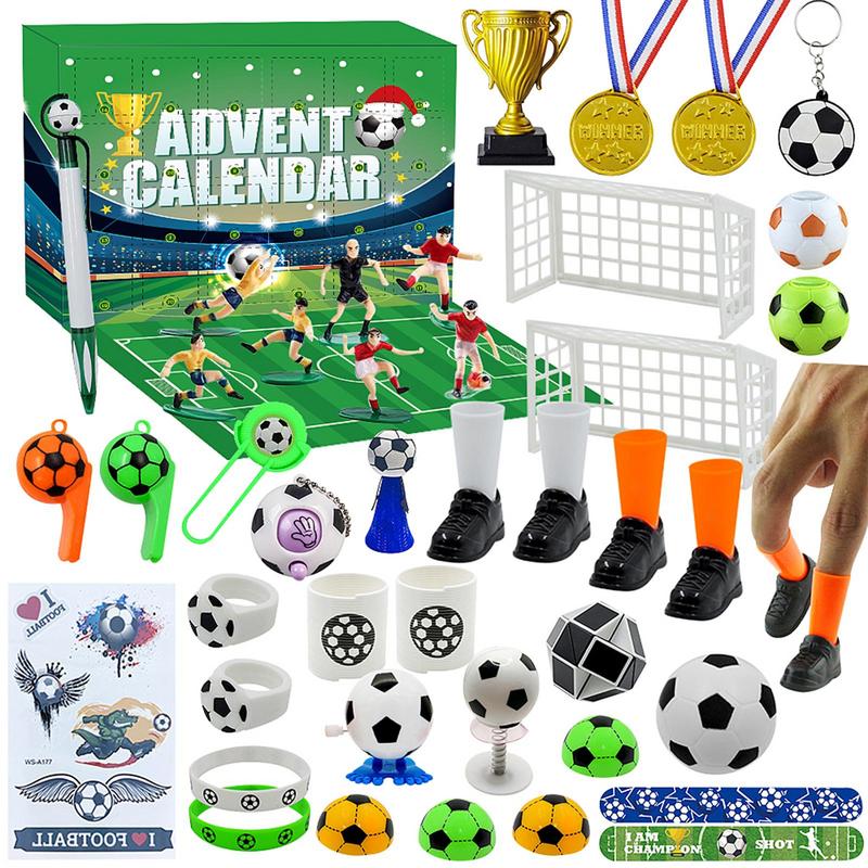 Calendario de Adviento de Fútbol de 24 Días 2025, Calendario de Adviento Deportivo para Adolescentes Regalos de Fútbol Mundial Detalles para Fiestas, Regalos de Cuenta Atrás para Navidad para Pequeños Jugadores Fans