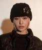 PORTERNA Button Braid Strap Knit Beanie-Black