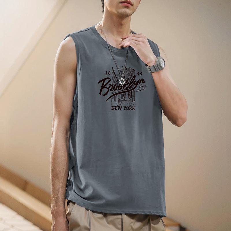 

Мужская майка для фитнеса из чистого хлопка 2025 - безрукавная баскетбольная и спортивная жилетка XL