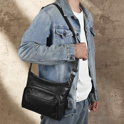 Classic & Trendy Men's Genuine Top-Layer Cowhide Messenger Bag - Soft, Stylish, Minimalist Commuting Shoulder Backpack