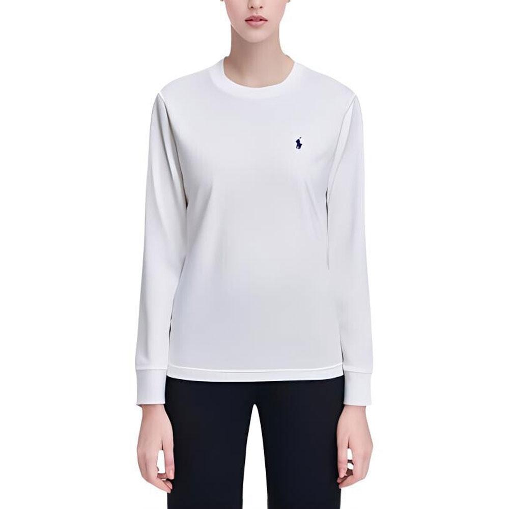 Polo Ralph Lauren T-skjorte Ss23 Ensfarget Rund hals Casual Pullover Langermet Dame Topper Hvit 323618711-001
