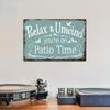 [Vintage Patio Tin Sign] Vintage Metal Tin Sign - "Relax Unwind You're On Patio Time" - 1pc Rustic Wall Art for Home, Farmhouse