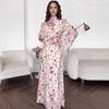 Rochie lungă franceză slim fit cu guler semi-înalt și mâneci evazate, cu imprimeu floral, pentru femei, Toamna 2025