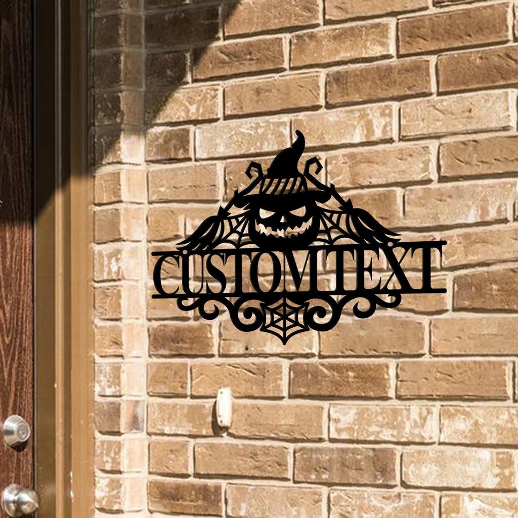 Custom Metal Halloween Sign Personalized Family Name Spooky Wall Art Decor