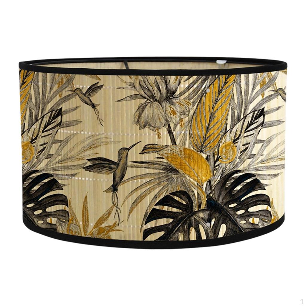 Abajur de Tambor de Bambu, Capa Redonda para Iluminação Pendente em Quarto e Café