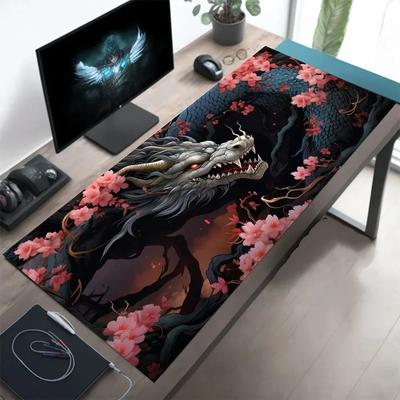 Sakura Dragon Fajna Podkładka pod Mysz Antypoślizgowa Odporna na Zużycie Gumowy Spód Obszywana Krawędź Mata na Klawiaturę Gamingowa Biurowa Pod Laptopa Dywanik CP