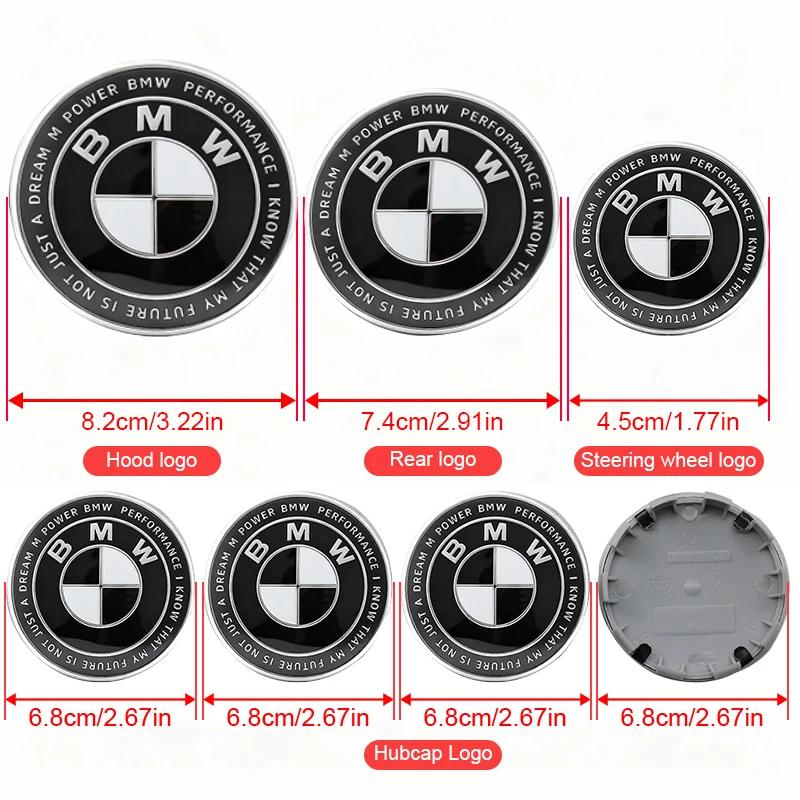 7Pcs For BMW F18 G16 F33 E61 G31 G83 F11 E84 Car Front Hood Trunk Logo Hub Center Cover Steering Wheel Center Badge Stickers rlcp53
