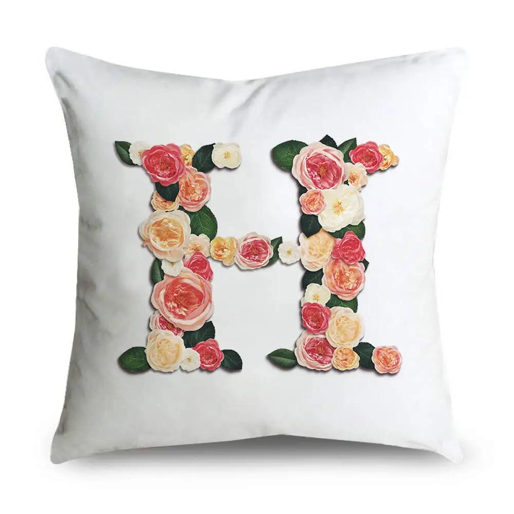 Pillow Home Decor Chair Pillowcase Wedding Decoration Cushion Cover Pink Flower Letter Sofa Car