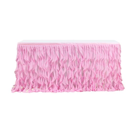 Curly Willow Table Skirt for Rectangle Round Tables 6ft Ruffle Tutu Table Cloth Reusable Table Skirt for Baby Shower Birthday Party Candy Cake Tables