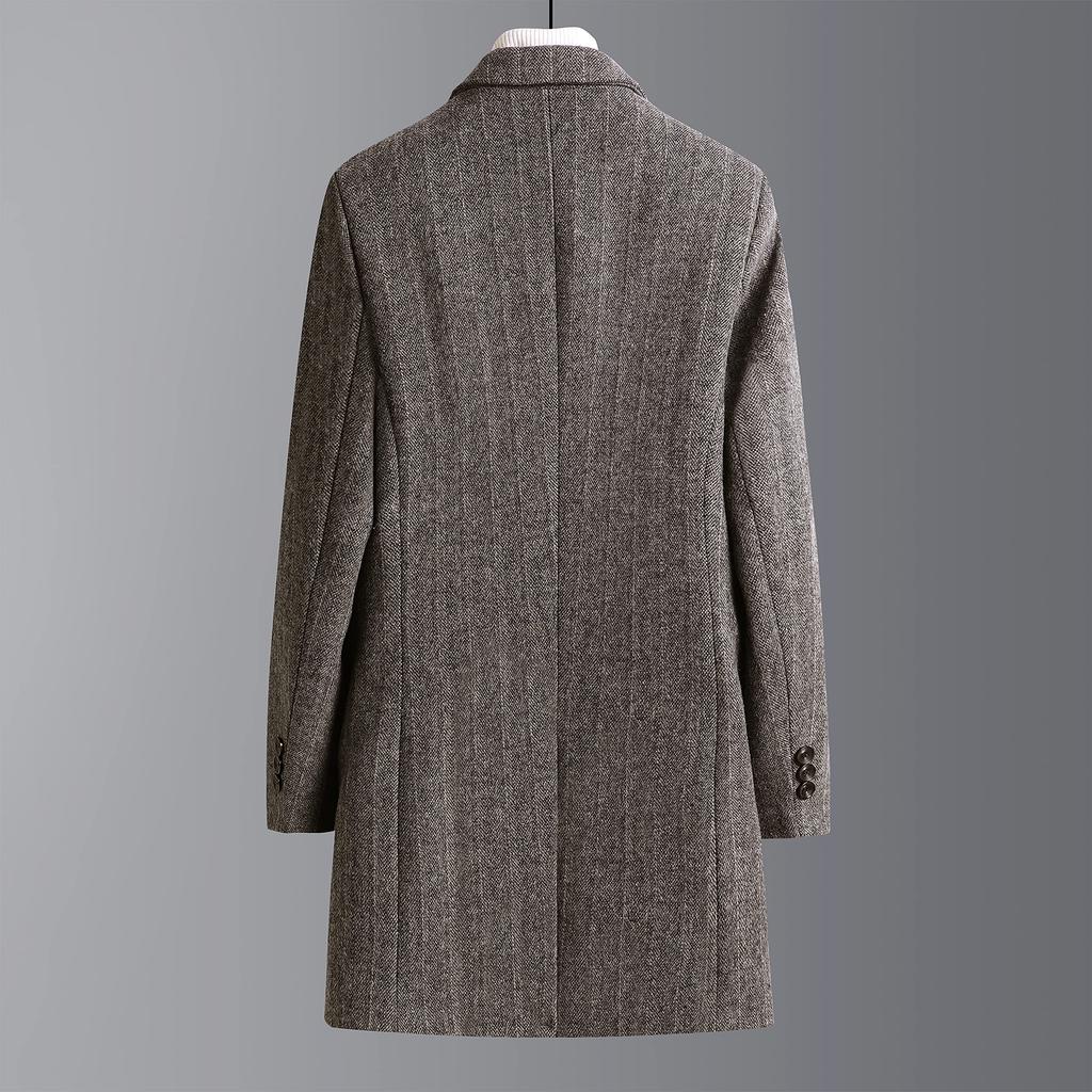 FHLHY Long Chesterfield Wool Business Coat Men's Coat, Jacket, Warm, Thick, Autumn/Winter