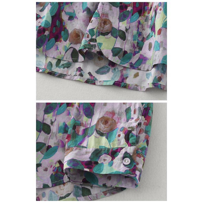 Dimanaf 2025 Women Spring New Shirt Blouse Long Sleeve Buttons Fashion Tops Tees Loose Floral Blouse