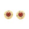 Court vintage style gold brushed craft geometric stud earrings red agate 925 silver needle diamond earrings earrings for women