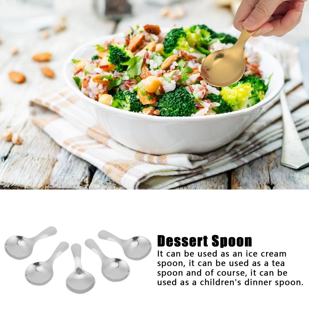 5Pcs 304 Stainless Steel Ice Crm Scoop T Dessert Spoon Crm Kitchen Utensils