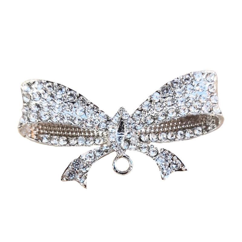 Stylish Bowknot Designs Brooch With Crystals Sturdy Alloy Accessory for Women серебряный