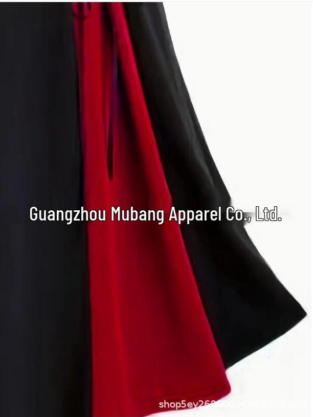 Gothic Lace-up Two-tone Patchwork High-Waisted Midi Skirt