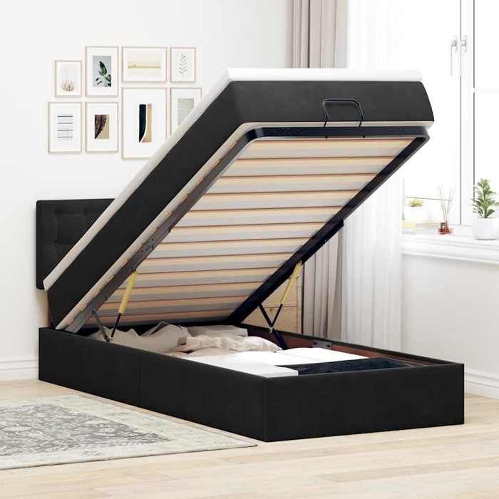 Maison Exclusive - Cadre de lit ottoman avec matelas noir 90x200 cm velours
