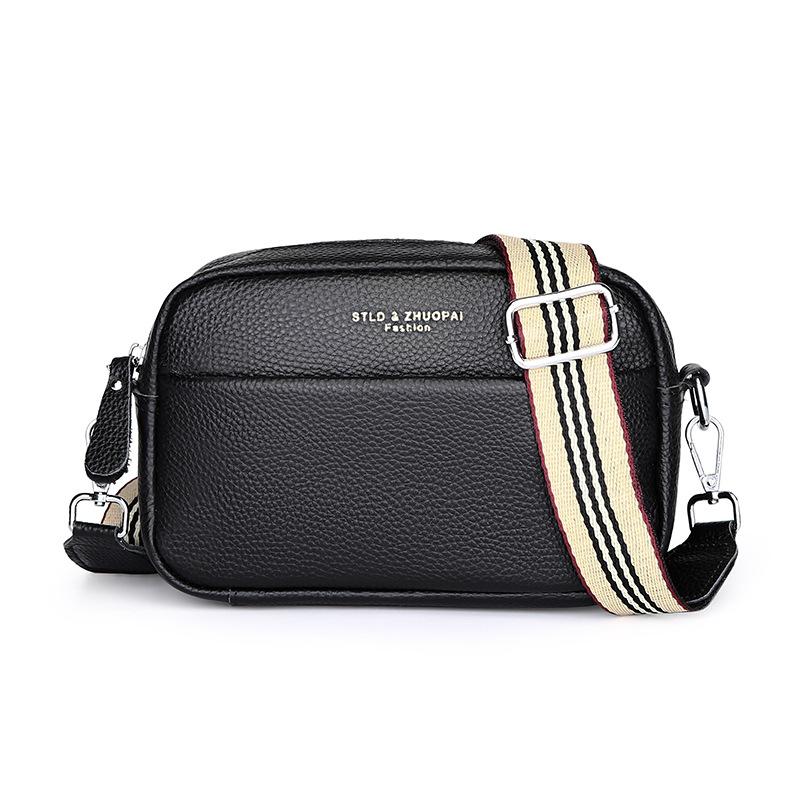 Leather Leather Bag Women'S Fashion Simple First Layer Cowhide Messenger Bag Soft Leather Small Square Bag