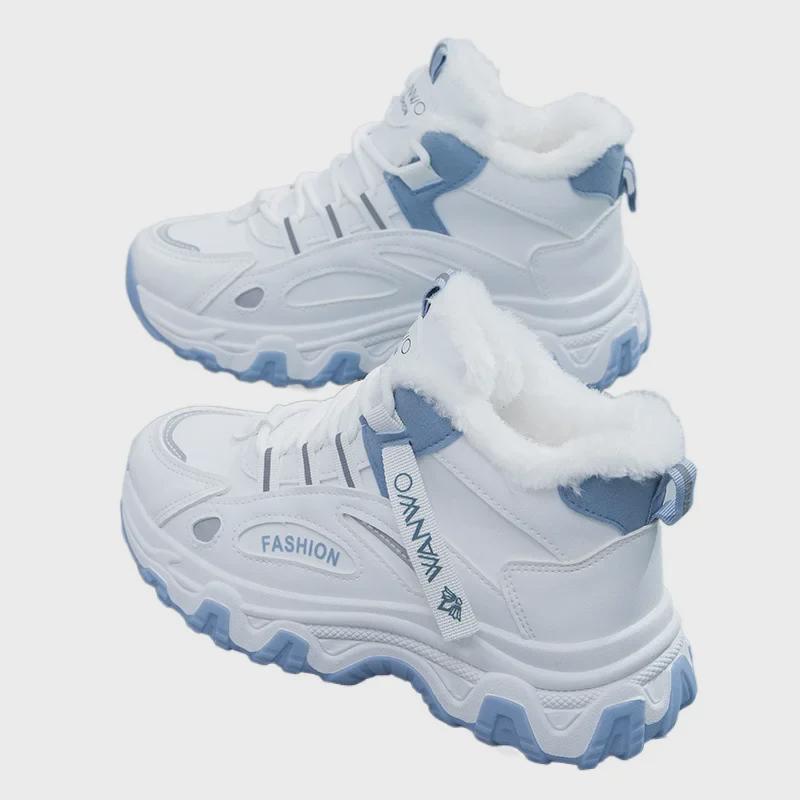 Sapatos de Inverno de Cano Alto Femininos com Forro de Veludo para Esportes de Neve