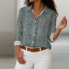 Women's Shirt With Floral Print Buttons, Long Sleeved Casual Regular Shirt  Blouses Casual Plus Size Basic Tops