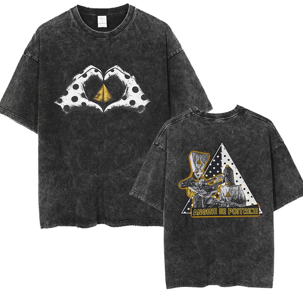 Rock Band Angine De Poitrine Vintage Washed T Shirts Mens Women Fashion Gothic Short Sleeve Tshirt Punk Hip Hop Clothing Tees