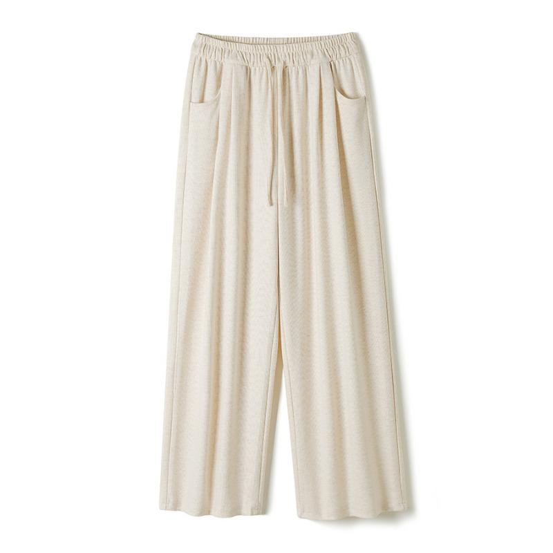 Spring new knitted cloud glutinous rice pants loose high waist drape casual wide-leg pants lazy narrow version mopping pants