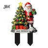 Durable Acrylic Yard Signs Santa Claus Garden Stake, Christmas Snowman Sign, 2D Decorations Flat Snowy Cottage Ornament for Lawn Pathway Holiday
