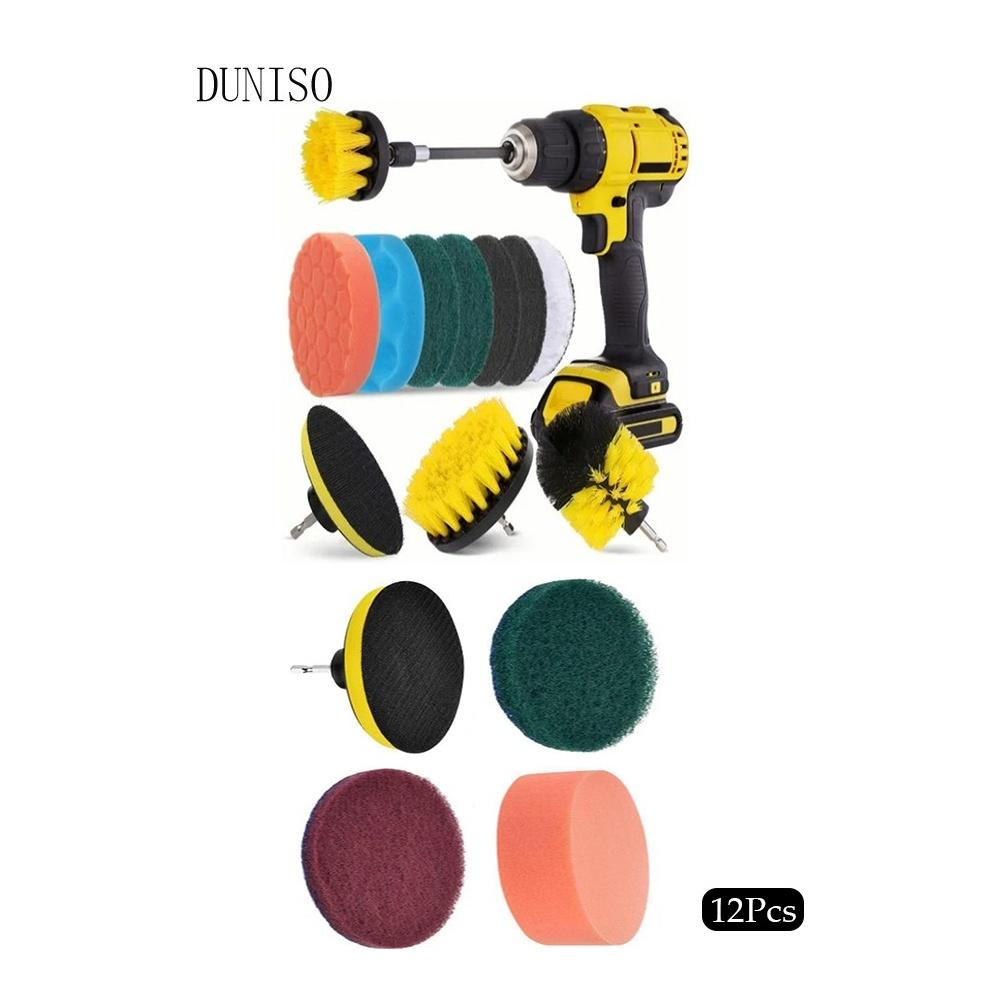 

12 Piece Drill Brush Attachment Set All Power Clean Scrubber Brush Power Cleaning Scrub Brush Kit with Scrubber Brush Scouring Pads and Sponge for Ba