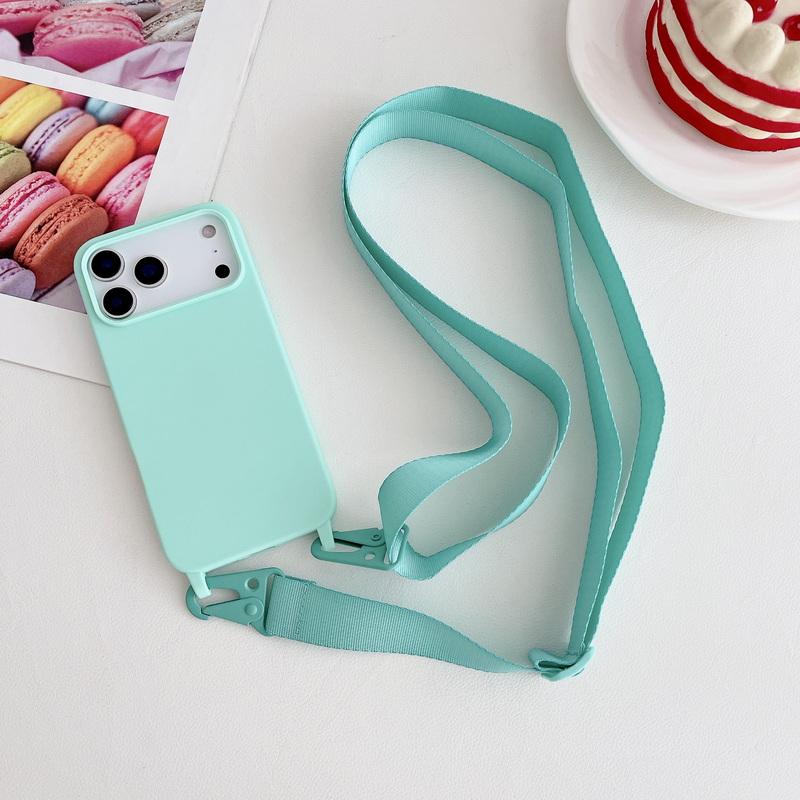 Crossbody Lanyard Phone Case For Samsung S25 Ultra S24 FE S23 S22 A16 A55 A35 iPhone 16 Pro Max 15 14 13 12 11 Shockproof TPU Solid Color Soft Cover