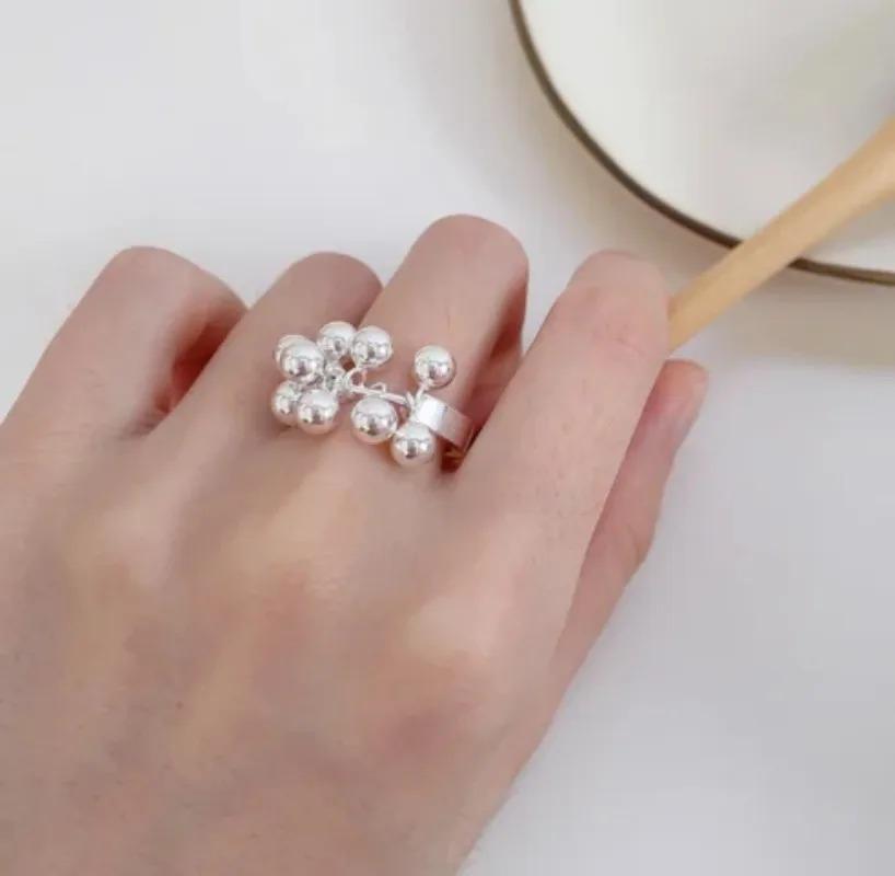 Silver Simple Punk Hollow Rings for Women Geometric Fashion Open Adjustable Handmade Party Jewelry Gift Allergy Engagement Ring