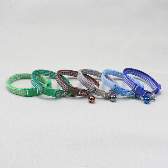 Yousheng Pet Collar Plaid Pattern Multiple Colors Vibrant Buckle Bells Small Dog Cat Regular Collar Pet Accessories