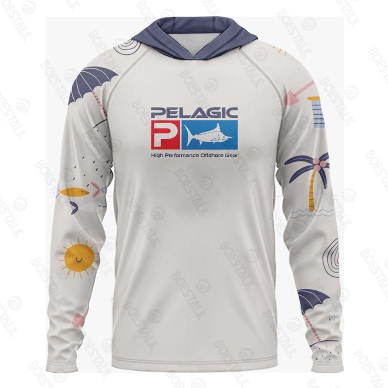 Mens Long Sleeve Hooded Fishing Shirt UPF 50 UV Protection Quick Dry Breathable Outdoor Performance Top Cycling Angling